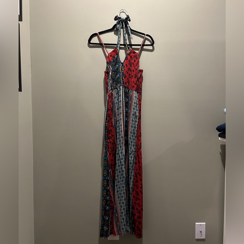Bohemian Red and Blue Maxi Dress